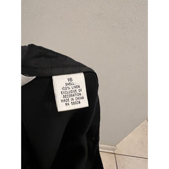 Katherine Kelly Black Irish Linen True Wrap Midi Skirt Floral Cutout Bottom 16 - Picture 7 of 8